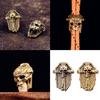 Retro Carved Copper Skull Charm Paracord Pendant Ornament For Handmade Craft Costume Decoration Jewelry Making Sewing