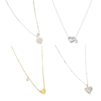 Zirkon Buchstaben Perlen Liebes Herz Anhänger Choker Hochwertige Halskette für Damen Elegant Vielseitig Verstellbare Kette