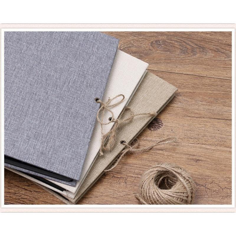 Simple Linen DIY Photo Album Adhesive Scrapbook Album Wedding Album Retro Family Large-Capacity Photo Album Creative Gifts