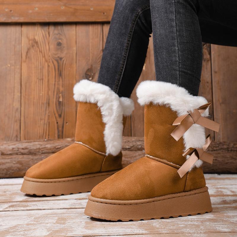 Außenhandel große Größe Schleife Schneestiefel neue Winter grenzüberschreitende Freizeit dicksölig aufgeraut verdickt warme Baumwollschuhe