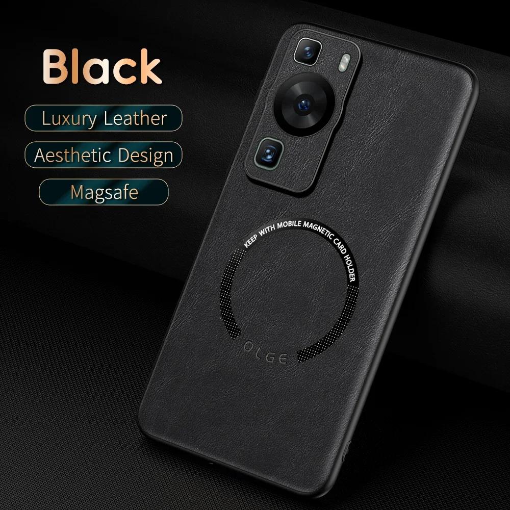 

Для Huawei P60 Классическая кожа Беспроводная зарядка Для Magsafe Магнитный чехол Для Huawei P60 Pro P60Pro Мягкая задняя крышка Huawei P60 Pro