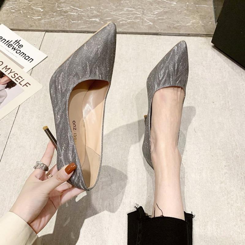 Fashion 2025 Plus Size Sexy Women's High Heels Bling Pointed Toe Thin Heels Slip on Pumps for Fashion Elegant Party & Wedding Shoes