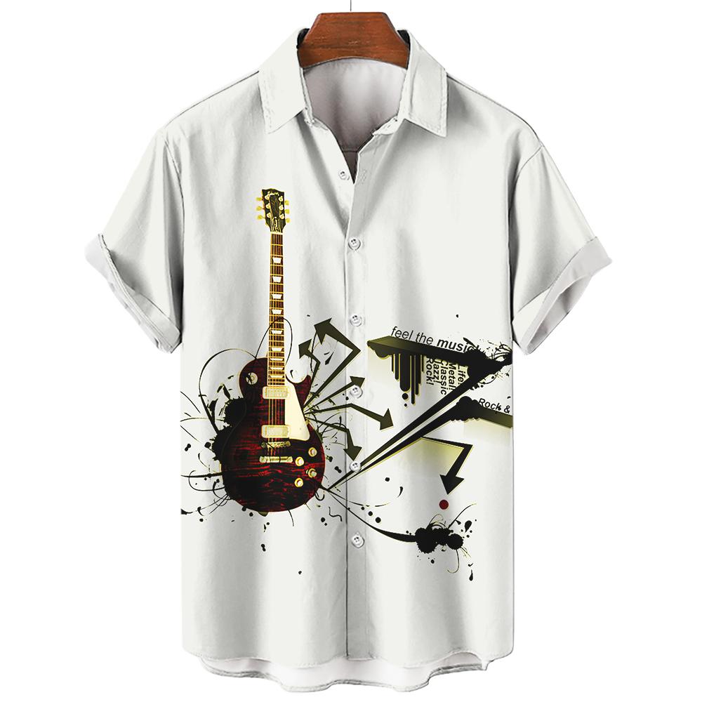 

Рубашка Hawaiian Rock Beach для мужчин с принтом 3D саксофона и гитары, цветная музыка, короткий рукав, повседневные свободные топы, блузка 5XL