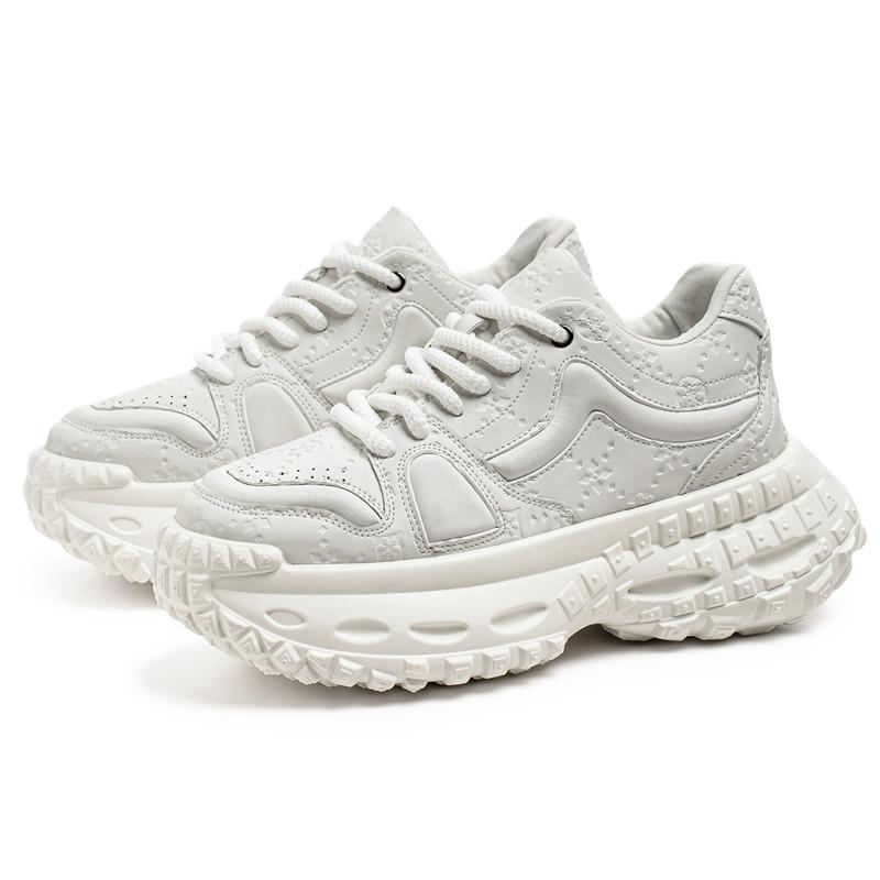 Fashion Men Sneaker Designer Fashion Casual Retro Leather Fabric Height Increased Flat Platform Shoes Student Lace Up Running Shoes