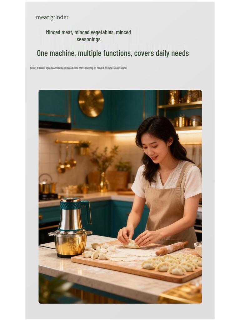 Compact Stainless Steel Electric Food Processor: Multi-functional Meat & Vegetable Grinder, Garlic Mincer & Chopper