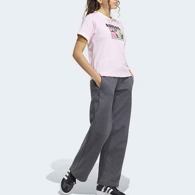 Adidas T Shirts Women's Pink Crew Neck Moderate KC8601