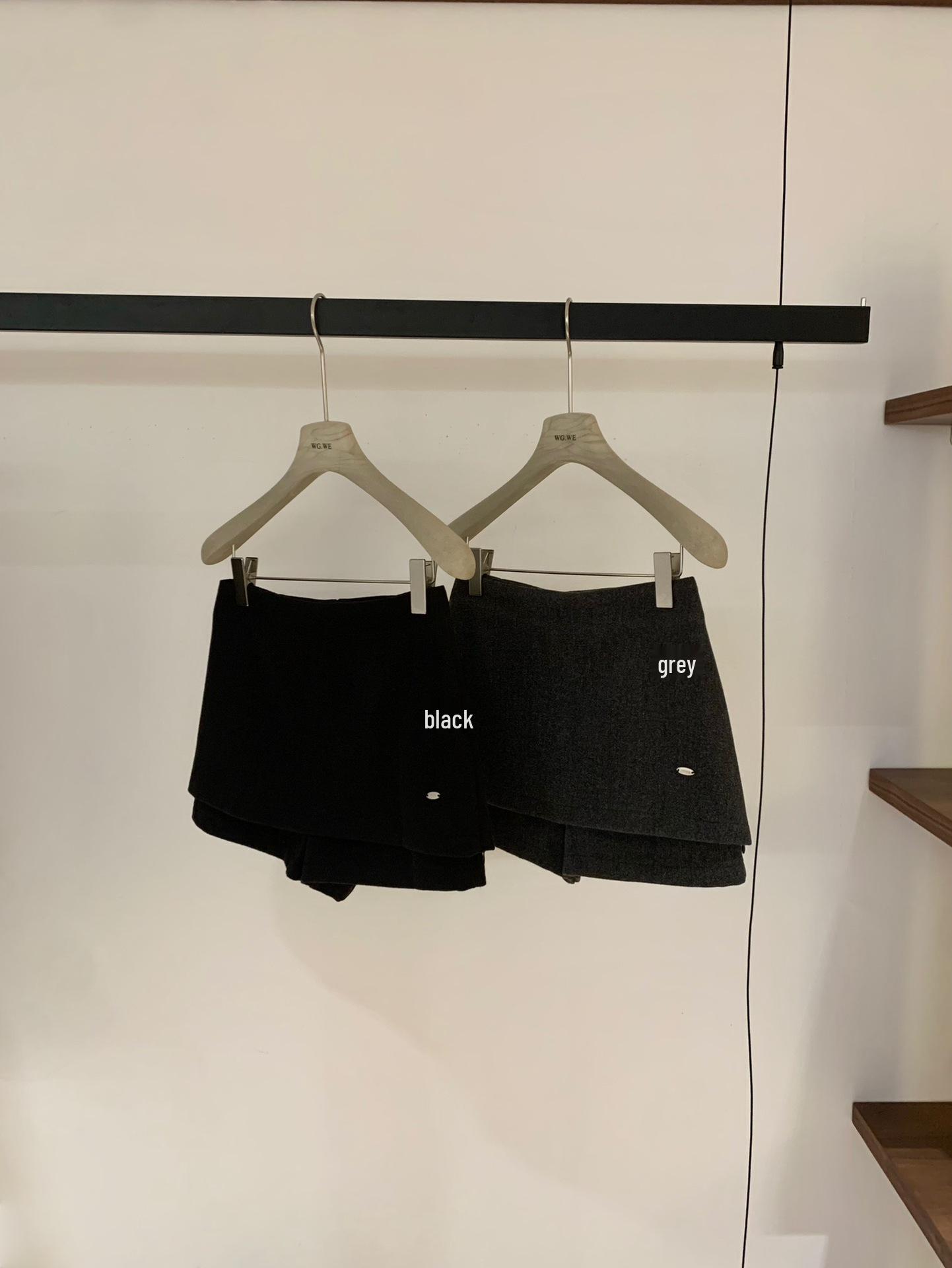 Guangzhou Thirteen Hong Autumn/Winter Wool Blend Side Slit Two-Piece Short Skirt S