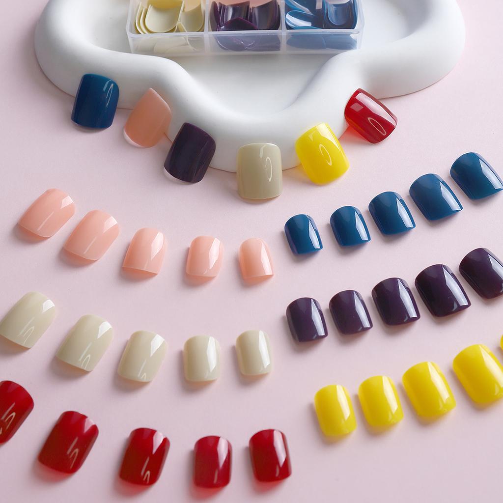 144 Nail Patches For Wearing Solid Color Short Fake Nails That Look White Wearing High-end Fake Nails