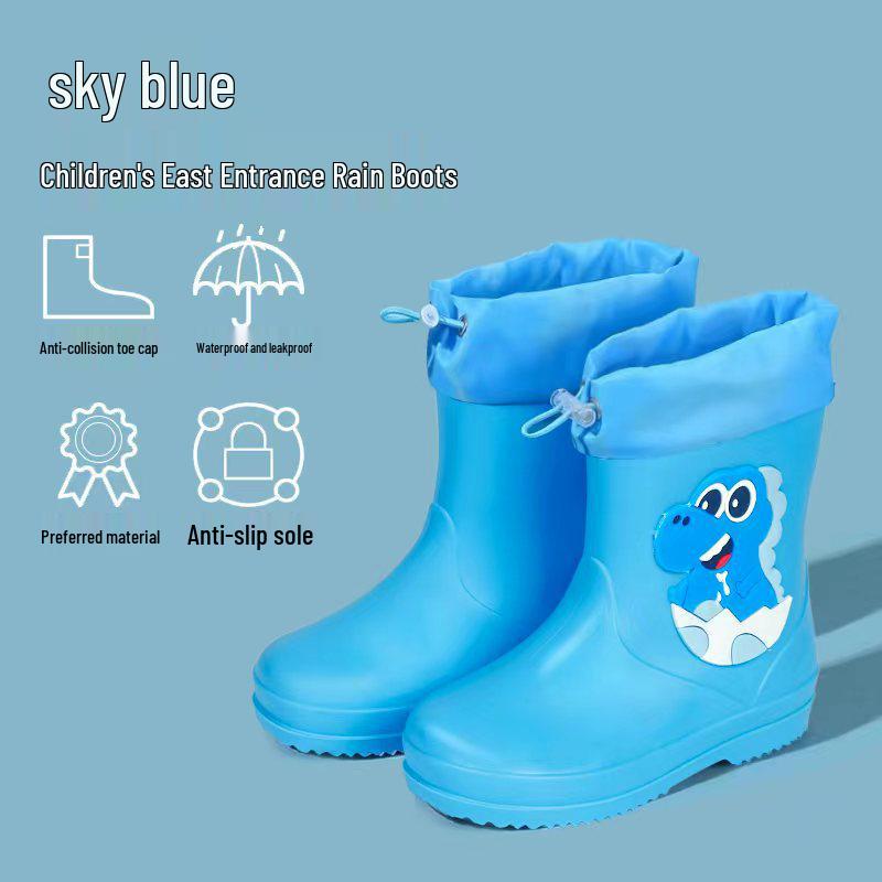 Kinder Cartoon Wasserdichte Rutschfeste Gummistiefel mit Plüschfutter für Kleinkinder und größere Kinder