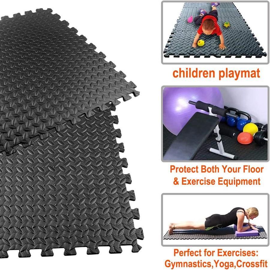 ½ Inch Home Gym Mat with EVA Foam Interlocking Tiles for MMA, Fitness, Gymnastics and Gym Protection, Floor Liner