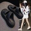 Muffin Platform Sandals Summer Wear New One-word with Open-toed Roman Shoes Beach Shoes