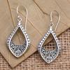 Vintage Ethnic Silver Color Metal Carving Alien Geometry Pattern Dangle Earrings for Women Accessories