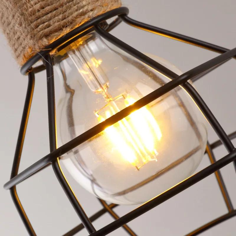 Vintage Hemp Rope Pendant Lamp Creative Restaurant Living Room Lighting Decoration Industrial Pendant Lamps Decor Light fixtures
