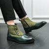 Fashion Winter Hot Selling Men's Chelsea Boots Pointed British Style Business Short Boots Trendy Green Men's Leather Casual Shoes