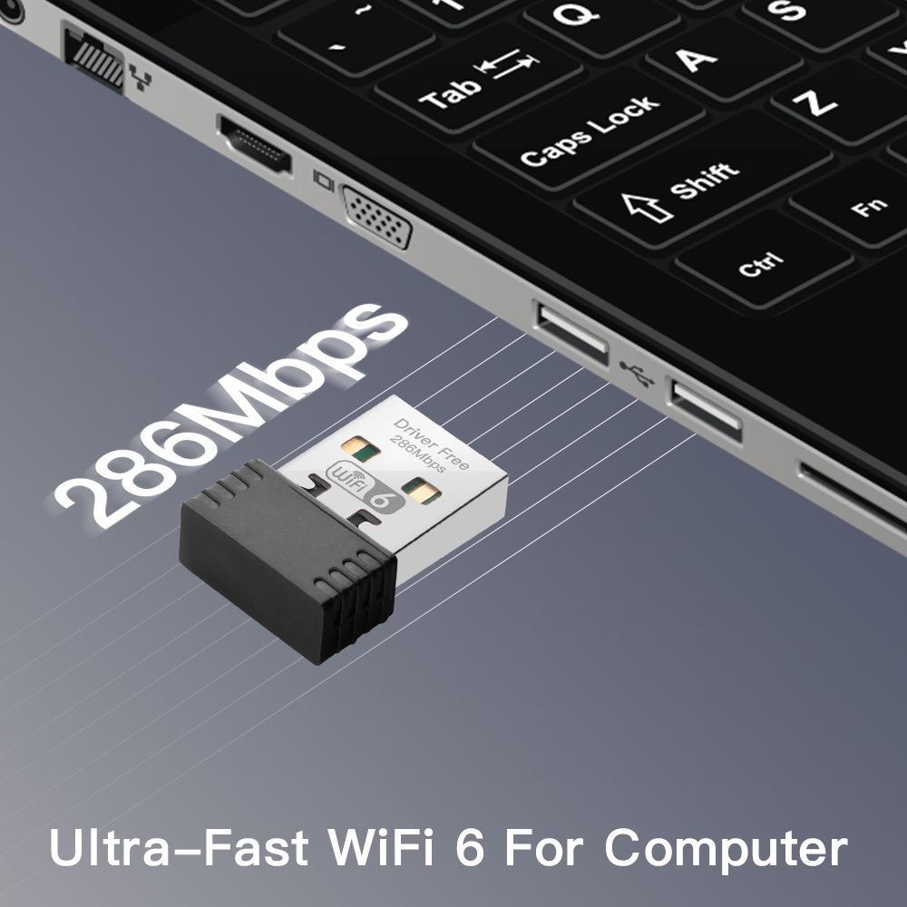 AX286 USB WiFi 6 Wireless Network Adapter for PC, 802.11ax, Driver-Free