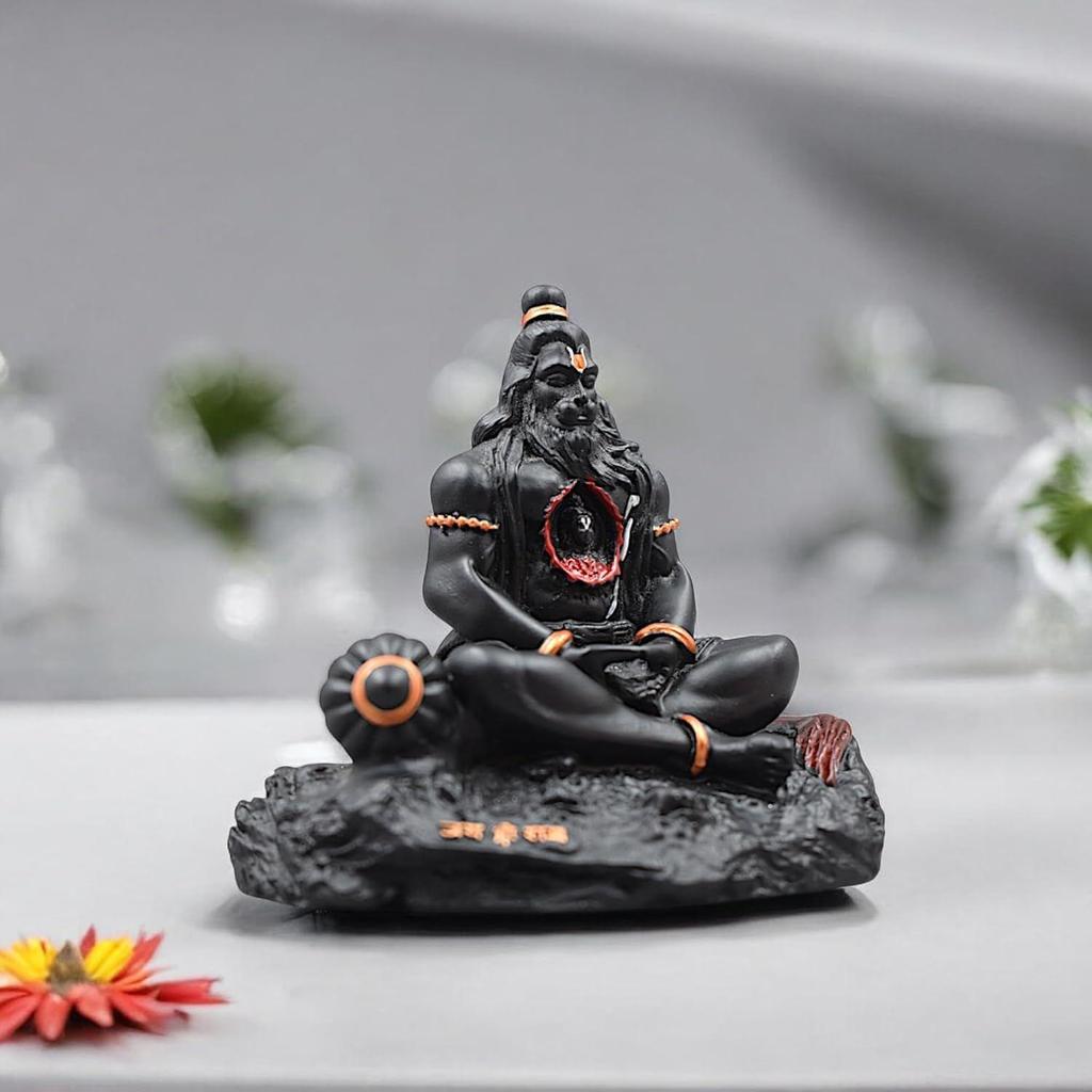 Lord Hanuman Ji Idol for Car Dashboard, Home & Office | Compact Black Matte Hanuman Murti for Strength