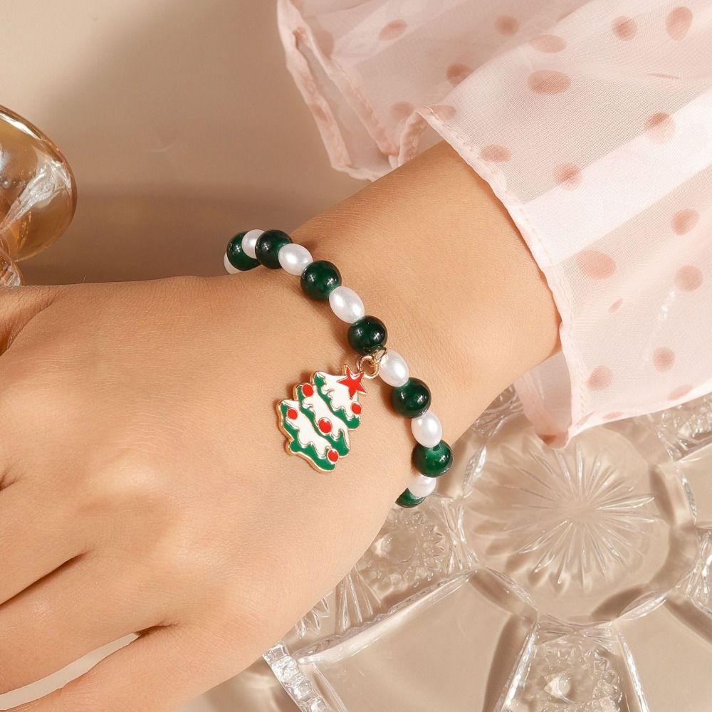 Elk Elk Xmas Bracelet Bell Beaded Xmas Bracelet Jewelry Santa Claus Hand Chain  Christmas Gift