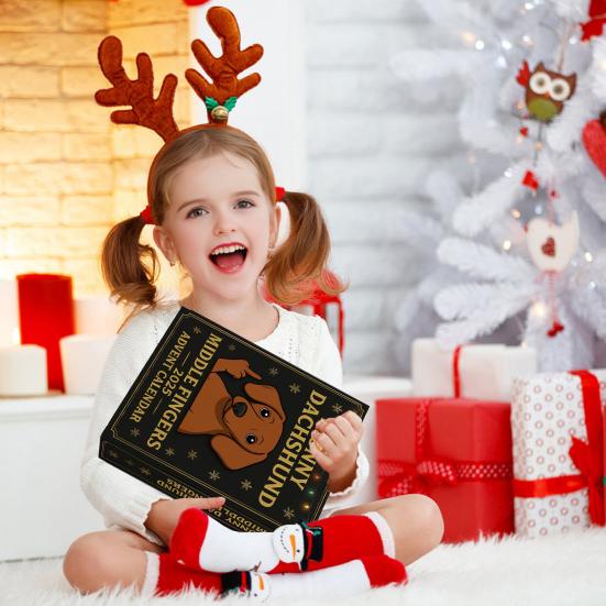 Dachshund Advent Calendar 2025 Funny Middle Finger Dachshund Collectible Pendants 24 Days Countdown To Christmas Decoration for Dog Lovers