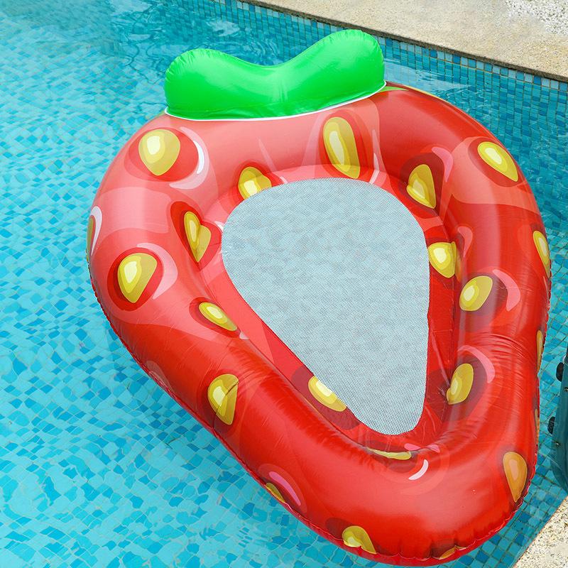 Childrens And Adult Large Strawberry With Net Water Recliner Row Floating