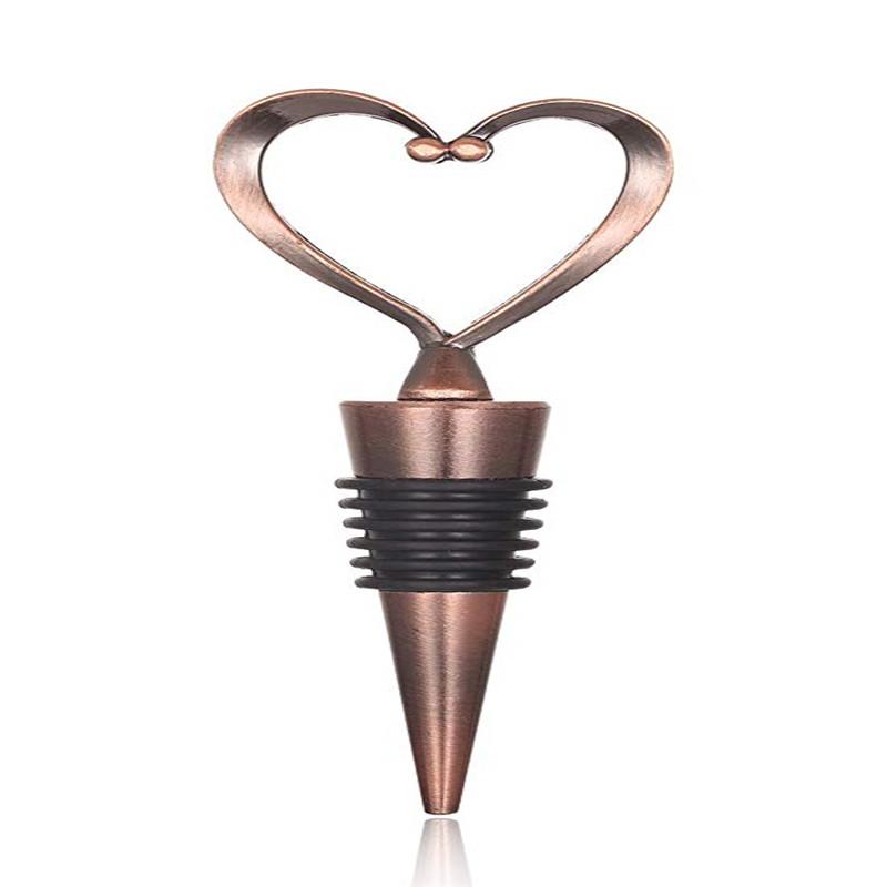Decorative Heart Shape Wine Bottle Stopper Zinc Alloy Friendly Reusable Plug Keep Wine Fresh For Sweetheart Favors Wedding Gift