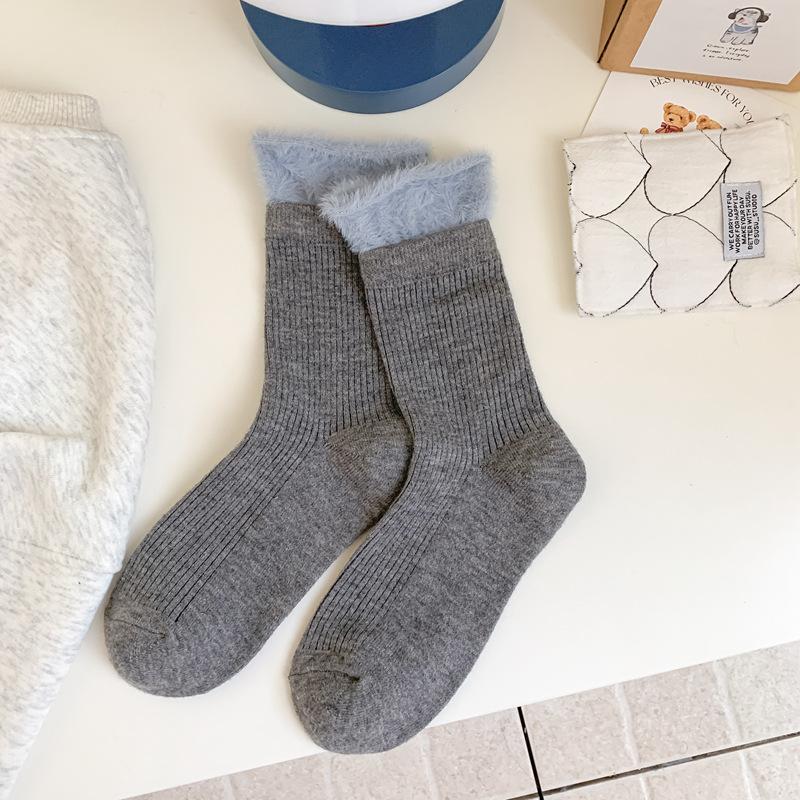 Warm Fleece Thickened Socks Women S Autumn And Winter Warm Plush Women S Socks Wind Cloth Label Medium Tube Stacking Socks Women S Socks One size fits all