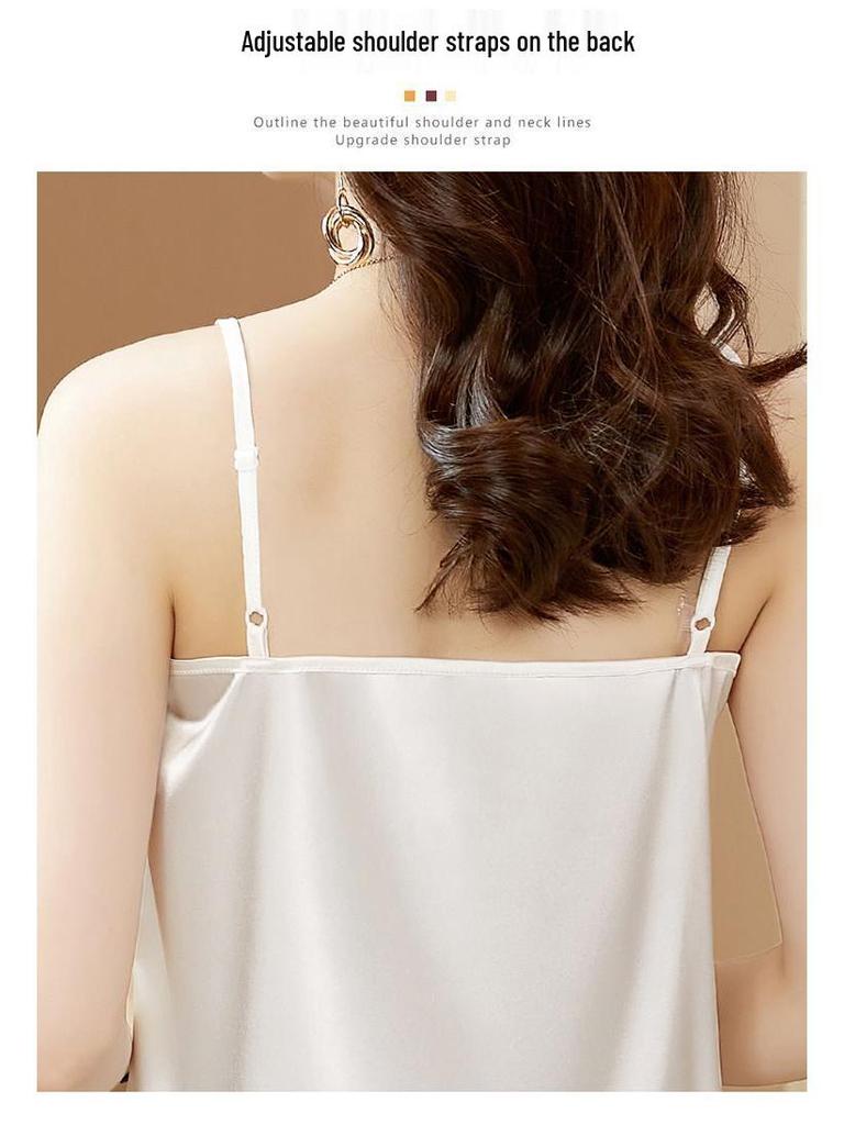 2026 Women's Silk Satin Camisole: Elegant Back Design, Stylish Base Layer or Outerwear, Sexy Top