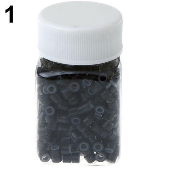 500Pcs Silicone Aluminum Micro Link Beads Rings for Feather Hair Extensions Cosmetic