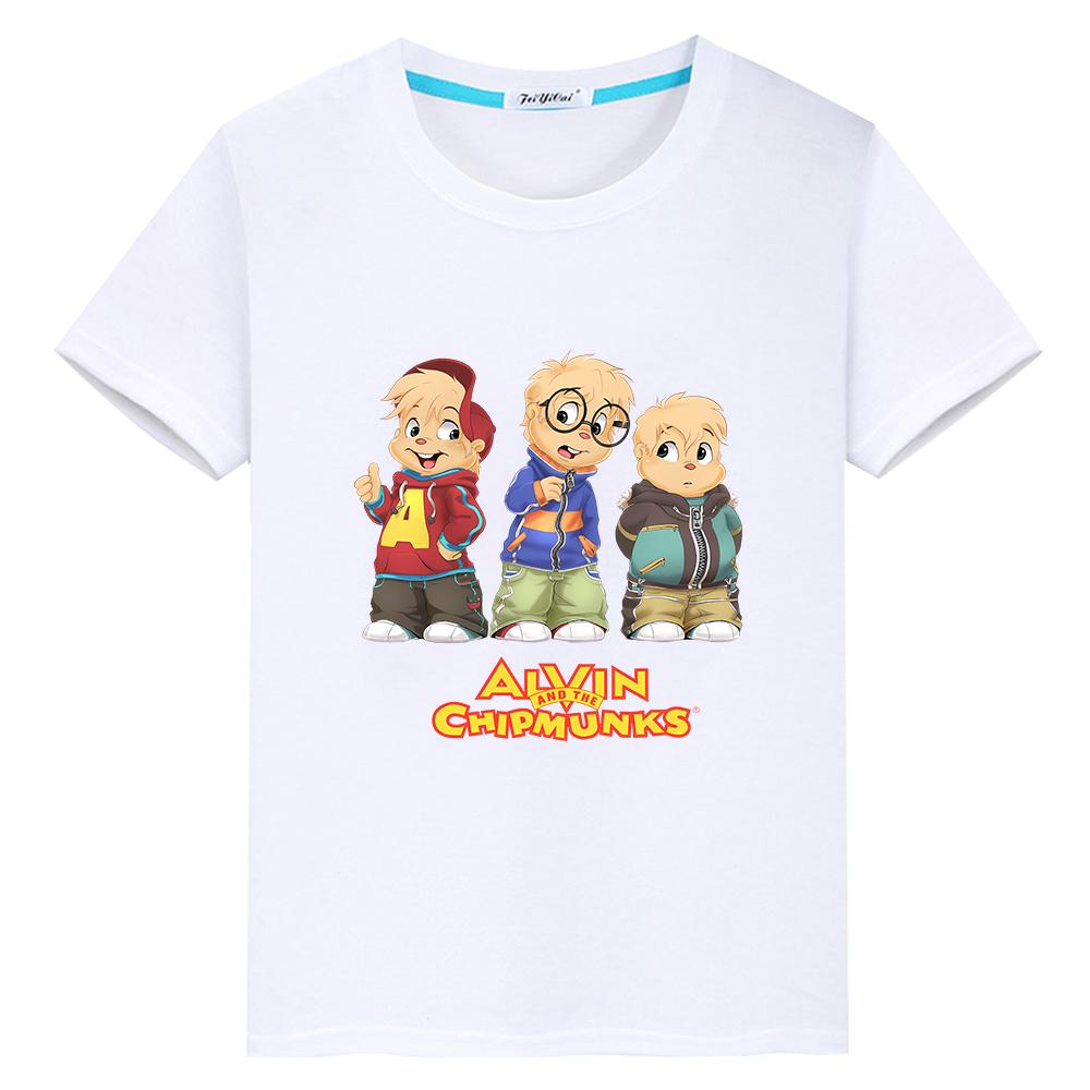 

костюм Елвіна та бурундуків Принтована футболка для дітей хлопчика 10 років 100% бавовна Каваї футболки Милі топи y2k аніме Короткий одяг для дівчаток 150 білий