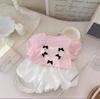 Girls Cute Heart Bow Short Sleeve T Shirt And Bud Pants Set Stylish Two Piece Outfit For Kids