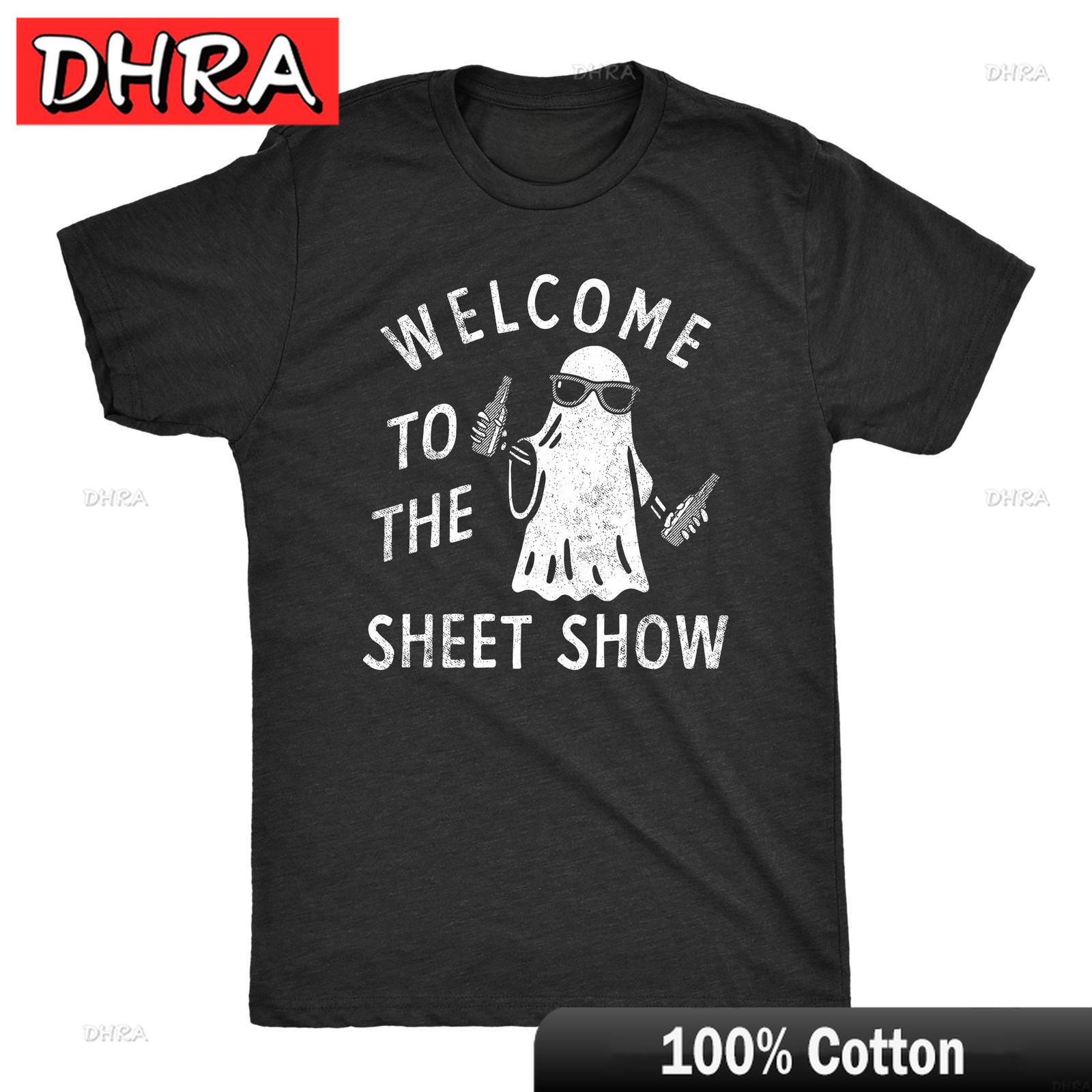 

Unisexs Welcome To The Sheet Show T Shirt Funny Halloween Partying Bedsheet Ghost Vacation Short Sleeve Tee Comfy Vintage T Shirts S