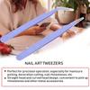 2Pcs Stainless Steel Nail Art Tweezers Anti static Straight Curved Manicure Tweezers Purple