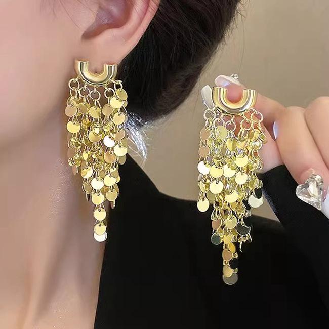 Brincos da Moda Exquisitos com Borla Longa: Elegante, Brilhante e Versátil para Mulheres