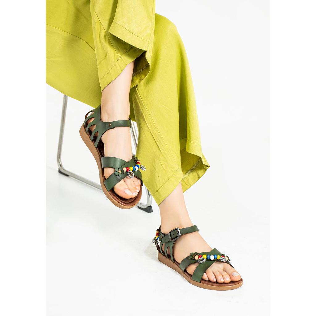 Élégant ethnique perlé accessoirisé croix bande cheville boucle Bodrum femmes sandales 51-195-23