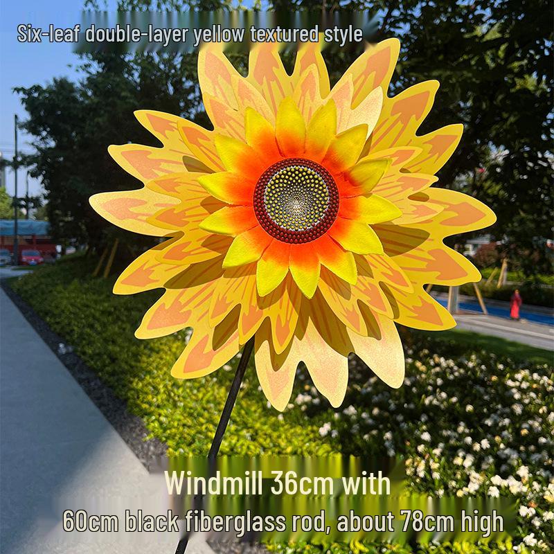Children's Double-Layer Rotating Sunflower Pinwheel Outdoor Decoration