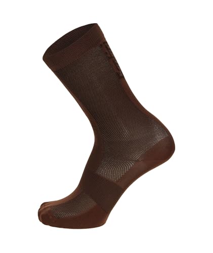 Santini PURO Cycling Socks, Unisex, High Fit, Made in Italy, Chocolate (Sizes M-L), 1S652QSKPURO [Authentic]