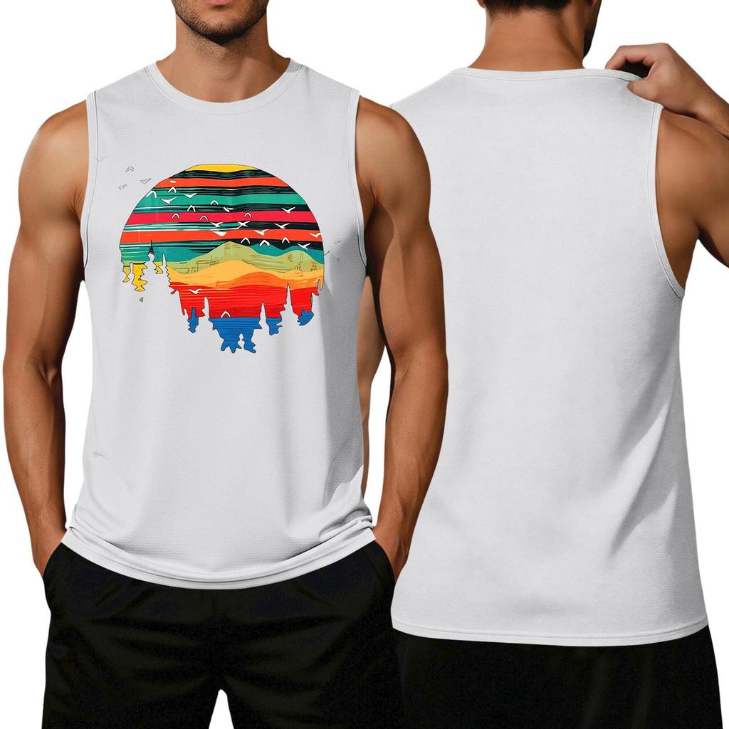 Men's Loose Casual Hawaiian Print Sleeveless Top