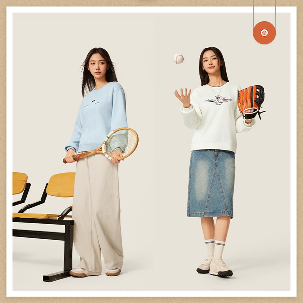 Li Ning Sports Lifestyle Serie Fleece Warm Locker Rundhals Besticktes Buchstaben Sweatshirt Damen Sweatshirt AWDV998-1