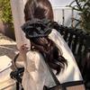 Korean-Style Extra Large Polka Dot Satin Scrunchie with Ruffle Hem - Women's High-End Elastic Hair Accessory