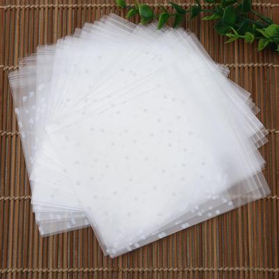 100 PCS Candy Cookie Hot Plastic Packaging Bag Seal OPP Self Adhesive White Dots