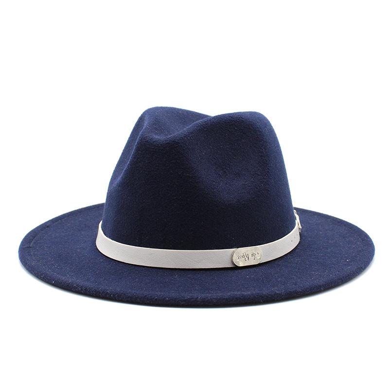 Top Hat British Classic Jazz Hat Wool Hat Big Eave Hat Versatile Flat Edge Hat Felt Hat