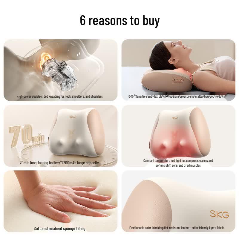 SKG 8500 Red Light Heat Massage Pillow CN Plug (adapter Included)