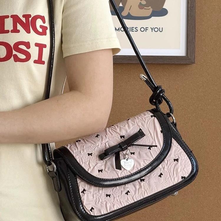 Korean Ins Niche Sweet Sister Armpit Bag Women's French Bow Shoulder Small Square Bag Summer New Messenger Bag