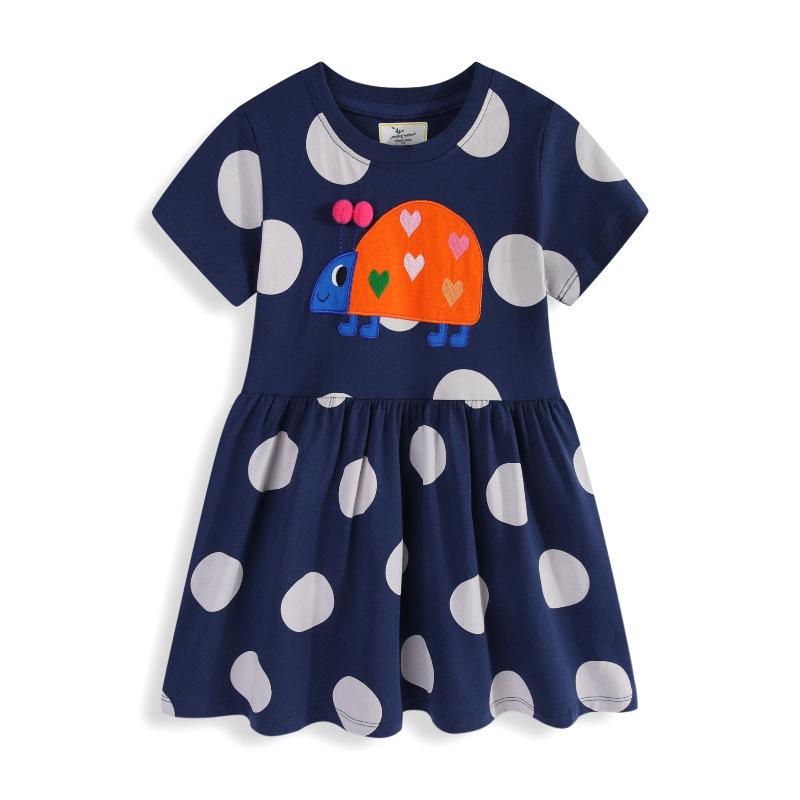 

Girls Summer 2026 Short Sleeve Embroidered Cotton Dress - European & American Style 5T, Height 100-110 cm