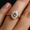 Oval Cut Cubic Zirconia Ring – Yellow Gold Plated Solitaire, Pave Split Shank, Engagement, Wedding, Promise, Anniversary Gift