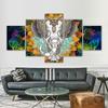 5 Pieces Elephant Posters Canvas Paintings Modern Home Decor Animal National Style Pictures Wall Art for Living Room NO FRAME