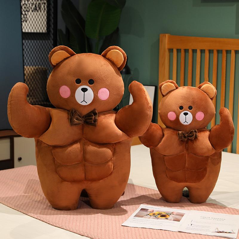 Oso musculoso creativo Oso de peluche Muñeco Juguete de peluche Abrazo de oso grande Muñeco Almohada para novio Muñeco Muppet