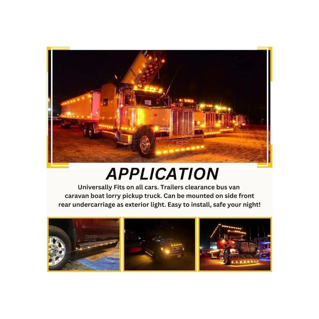 6PCS LED Marker Lights Trailer, 12V Waterproof Trailer Marker Light LED Truck Trailer Amber Light Front Rear LED Side Marker Lights