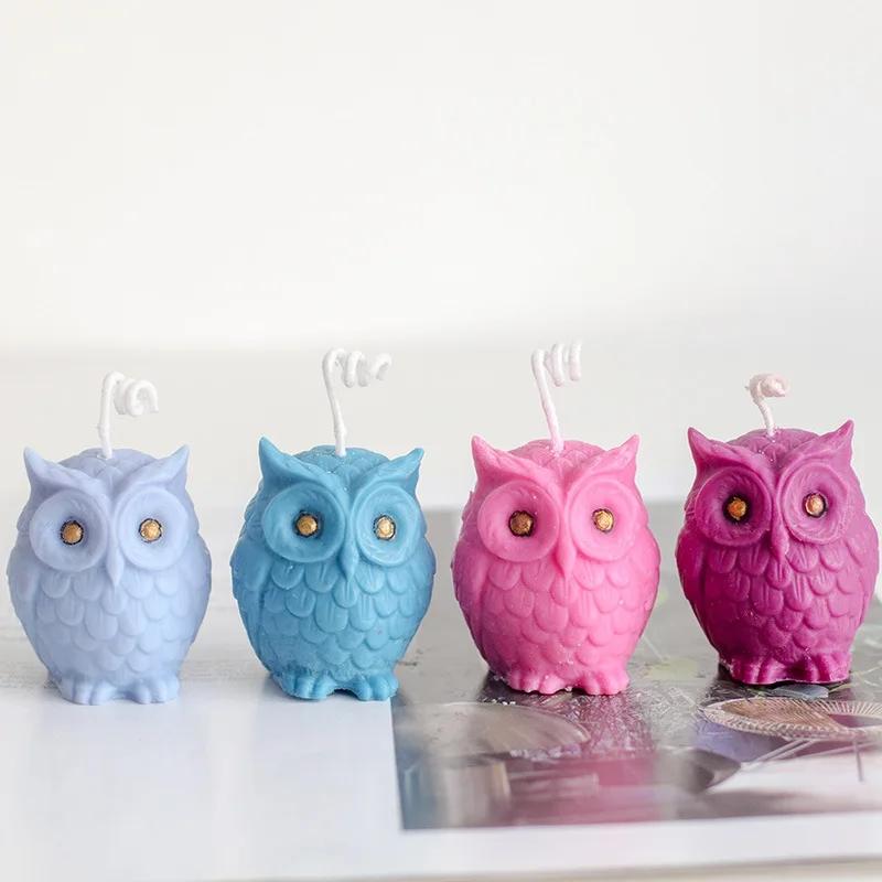 3D Owl Silicone Candle Mold Cute Animal Ice Cube Chocolate Baking Mould Handmade Soap Gypsum Crafts Resin Casting Tool Home Gift