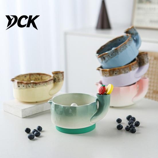 Modern Kitchen Sink Accessory Ceramic Berry Washing Bowl with Drainage Holes, Handmade Fresh Food Storage Container Vegetable Draining Basket,