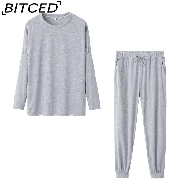 BITCED Spring and Autumn Women's Loose Solid Colour Long Sleeve Long Pants Casual Suit